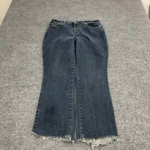 St Johns Bay Jeans Womens 12A Blue Cotton Stretch Bootcut Raw Hem Casual Y2K